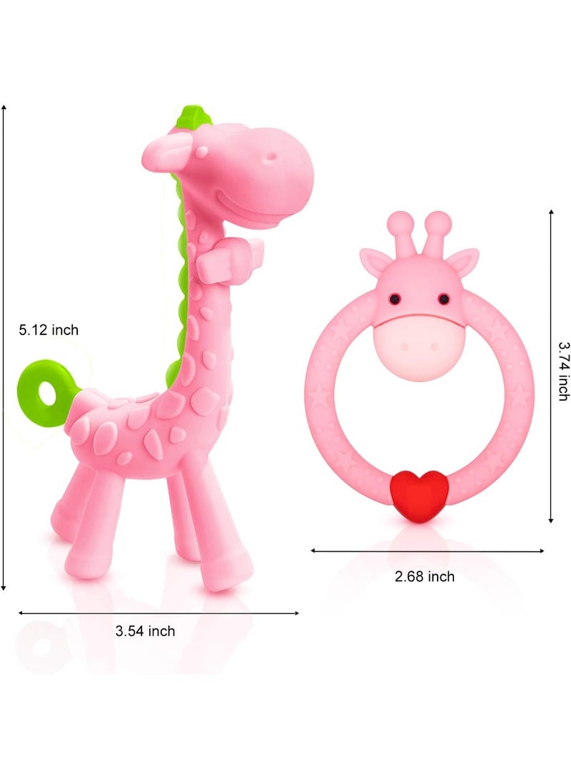 Mini treasures BPA Free Pack of 2 Baby Teething Toys Set Silicone Giraffe Shape Baby Teethers BPA Free Soothe Babies Gums for Babies Infants Toddlers Boys & Girls - Image 2